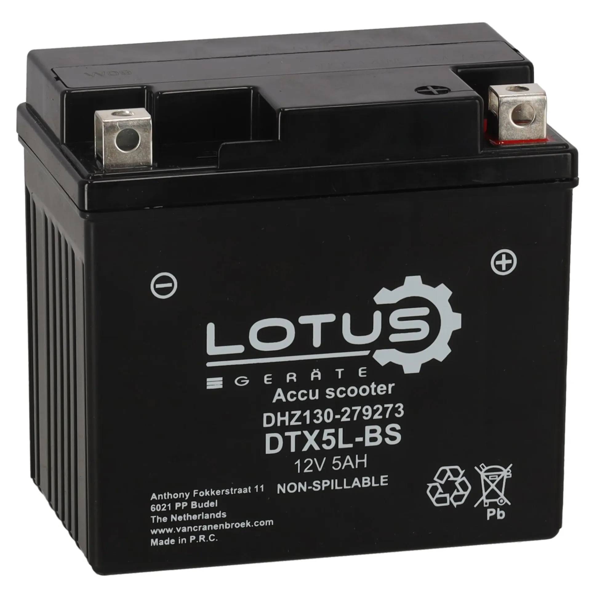 Accu scooter 12V 5Ah DTX5L-BS V2 Lotus