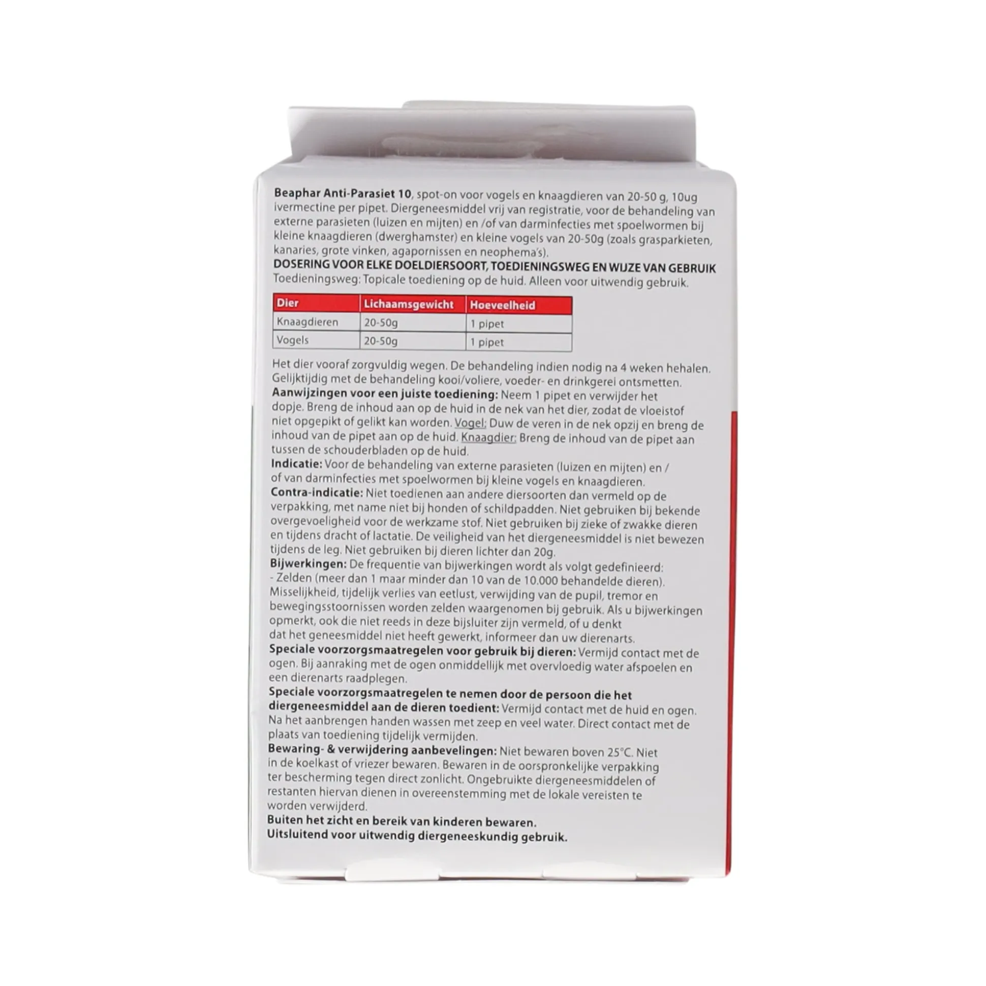 Anti-parasiet 10 knaag/vogel 20-50g 2st Beaphar