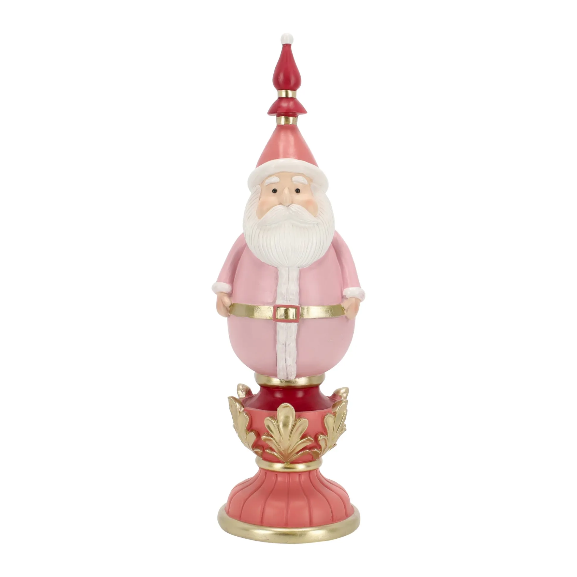 Beeld kerstman donkerroze 49 cm