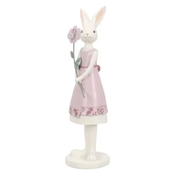 Beeld konijn roze 26cm