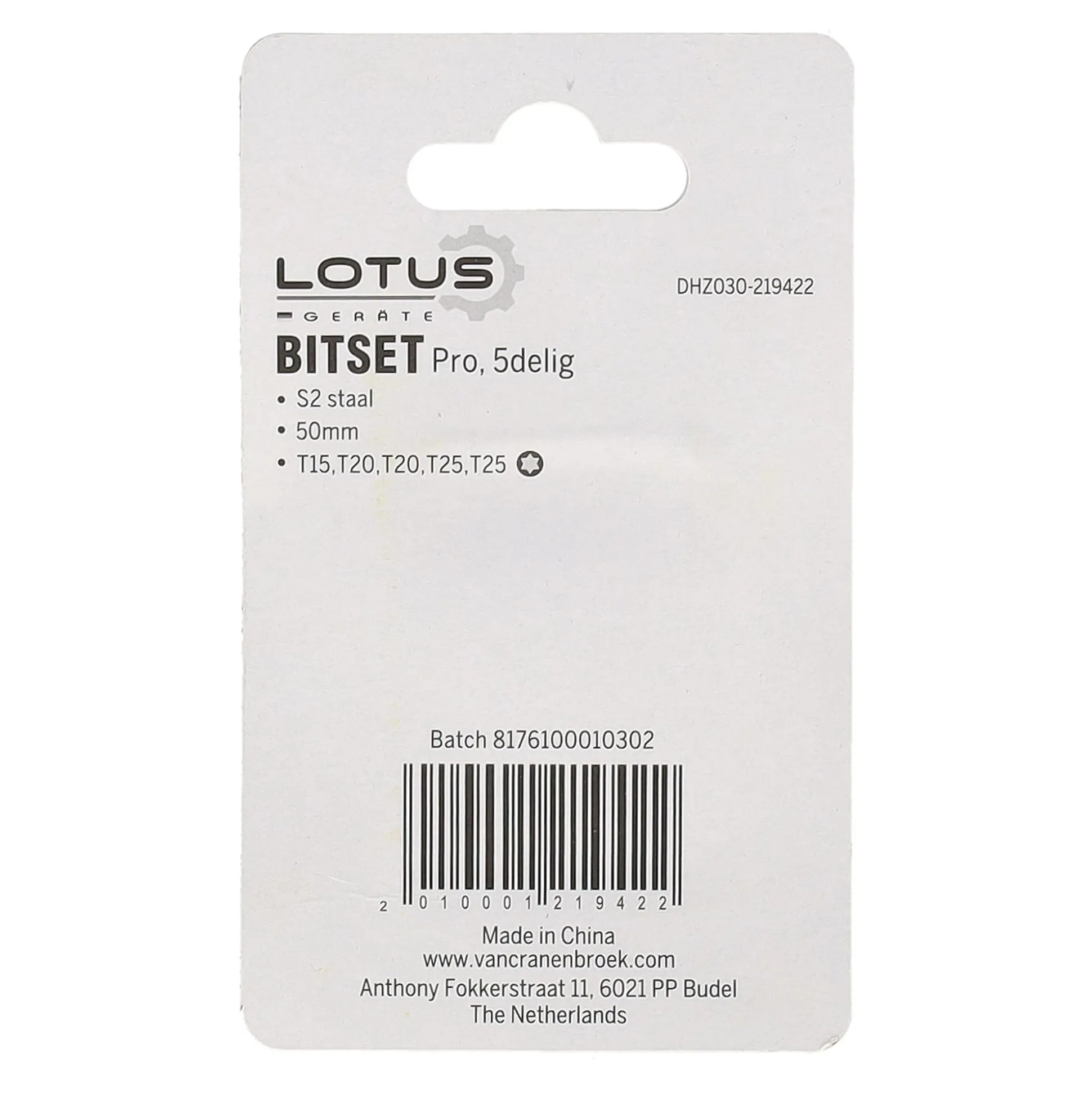 Bitset pro 5-delig torx 15-20-25 Lotus