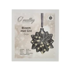 Bloem met lint grijs 19 cm 20 LED-ww