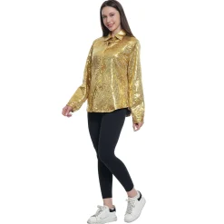Blouse glitter goud vrouw S