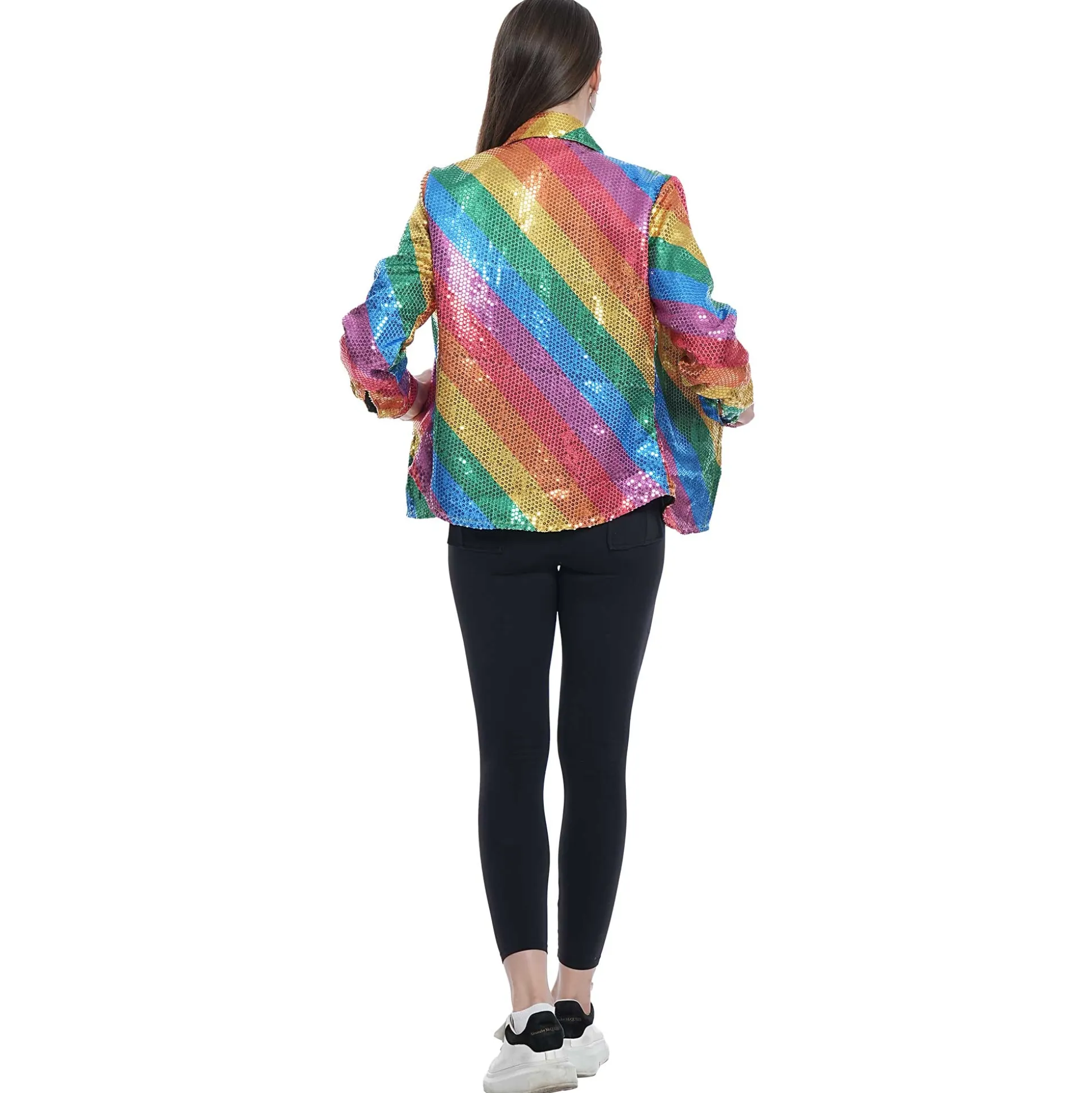Blouse glitter regenboog vrouw S