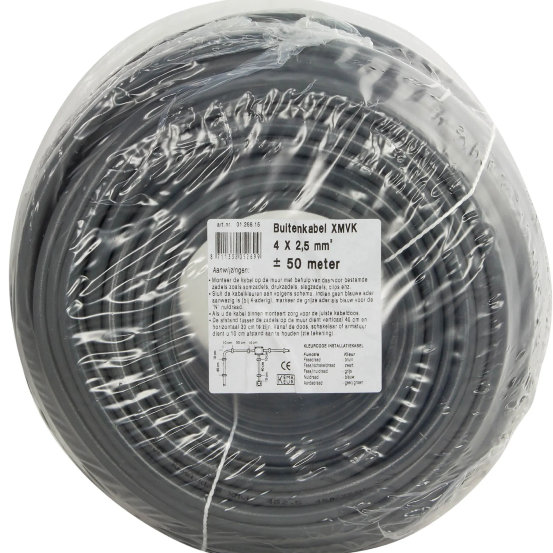Buitenkabel 50 m 4 x 2.5 mm² XMVK