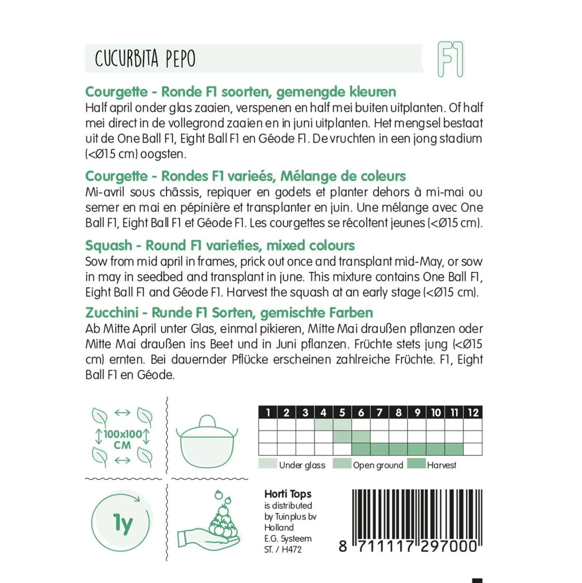 Courgette ronde soorten mix