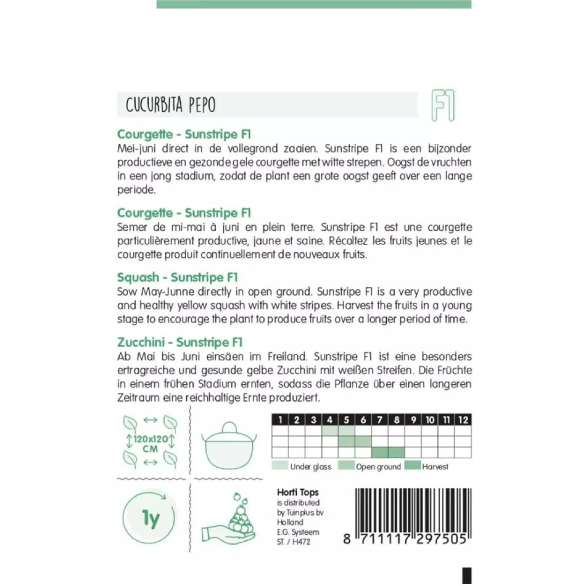 Courgette Sunstripe geel