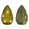 Dennenappel glas groen 10LED 10 cm
