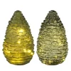 Dennenappel glas groen 15LED 15 cm