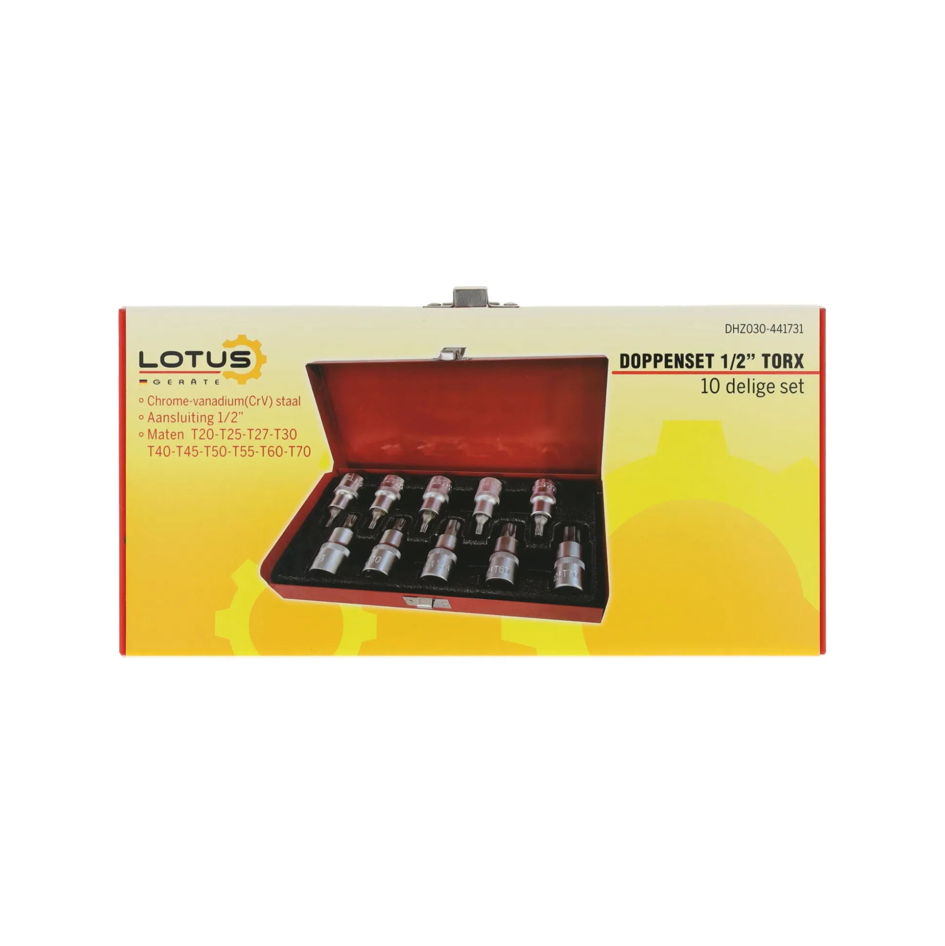 Doppenset 1/2 torx T20-T70 10-delig Lotus