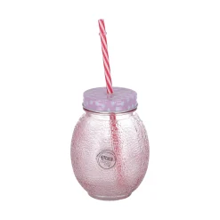 Drinkglas met rietje13 cm 4 assorti