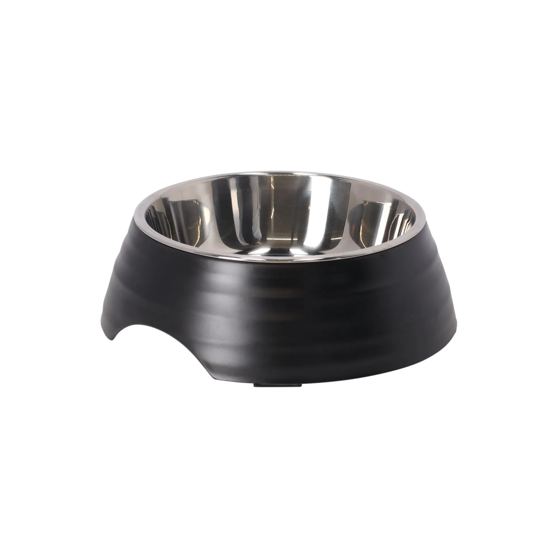 Eetpot hond ribbel zwart 350ml