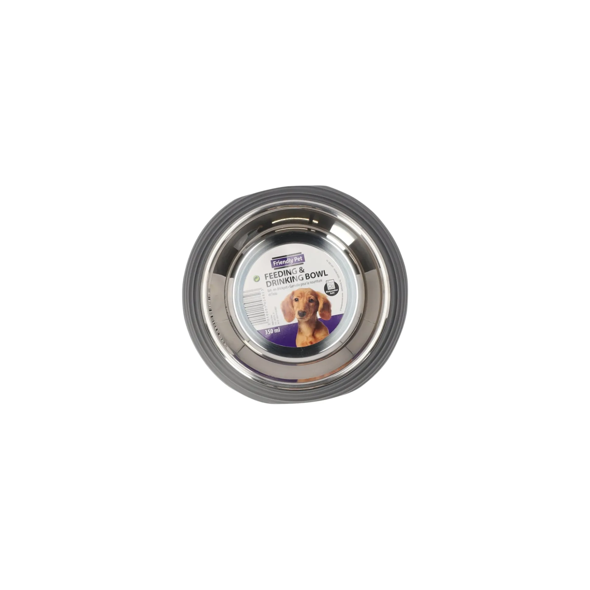 Eetpot hond ribbel zwart 350ml