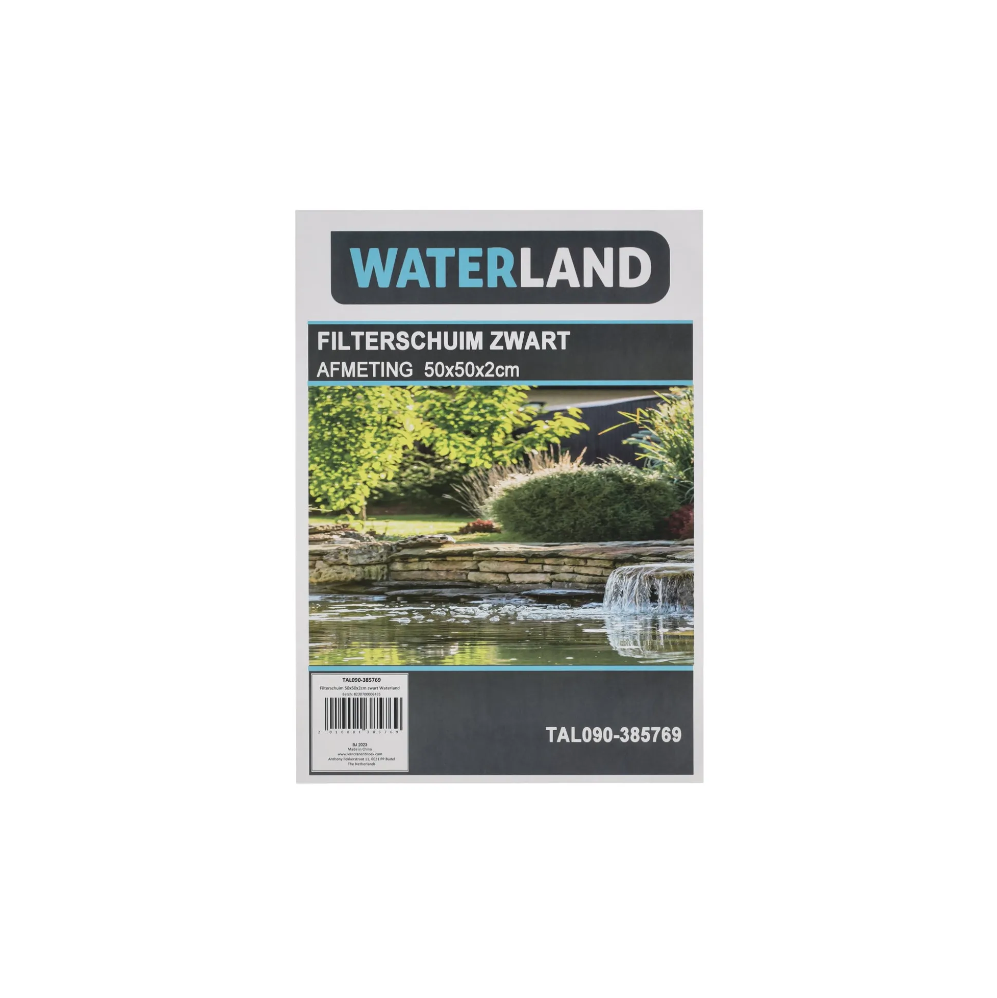 Filterschuim 50x50x2cm zwart Waterland