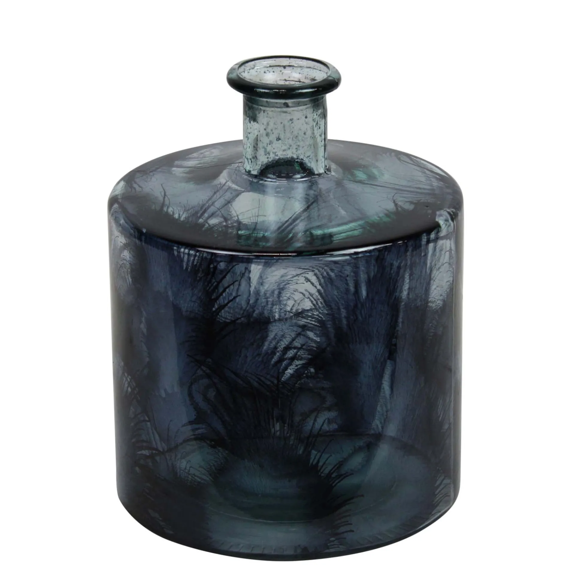 Fles glas recycle blauw 20 x 20 x 26 cm