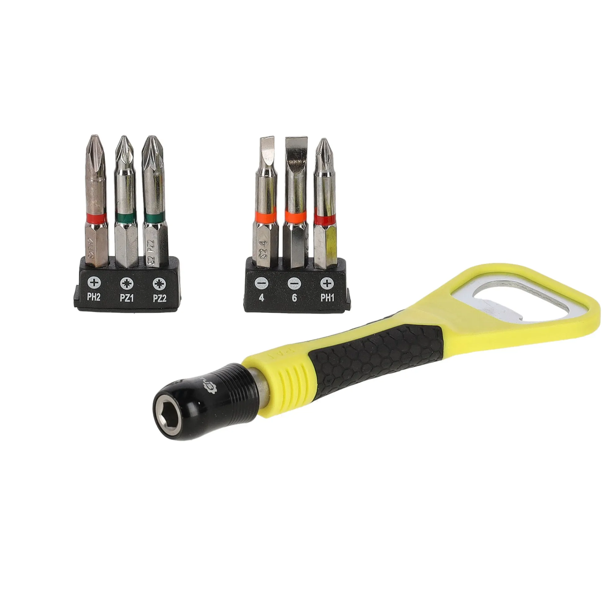 Flesopener met schroevendraaier en bits
