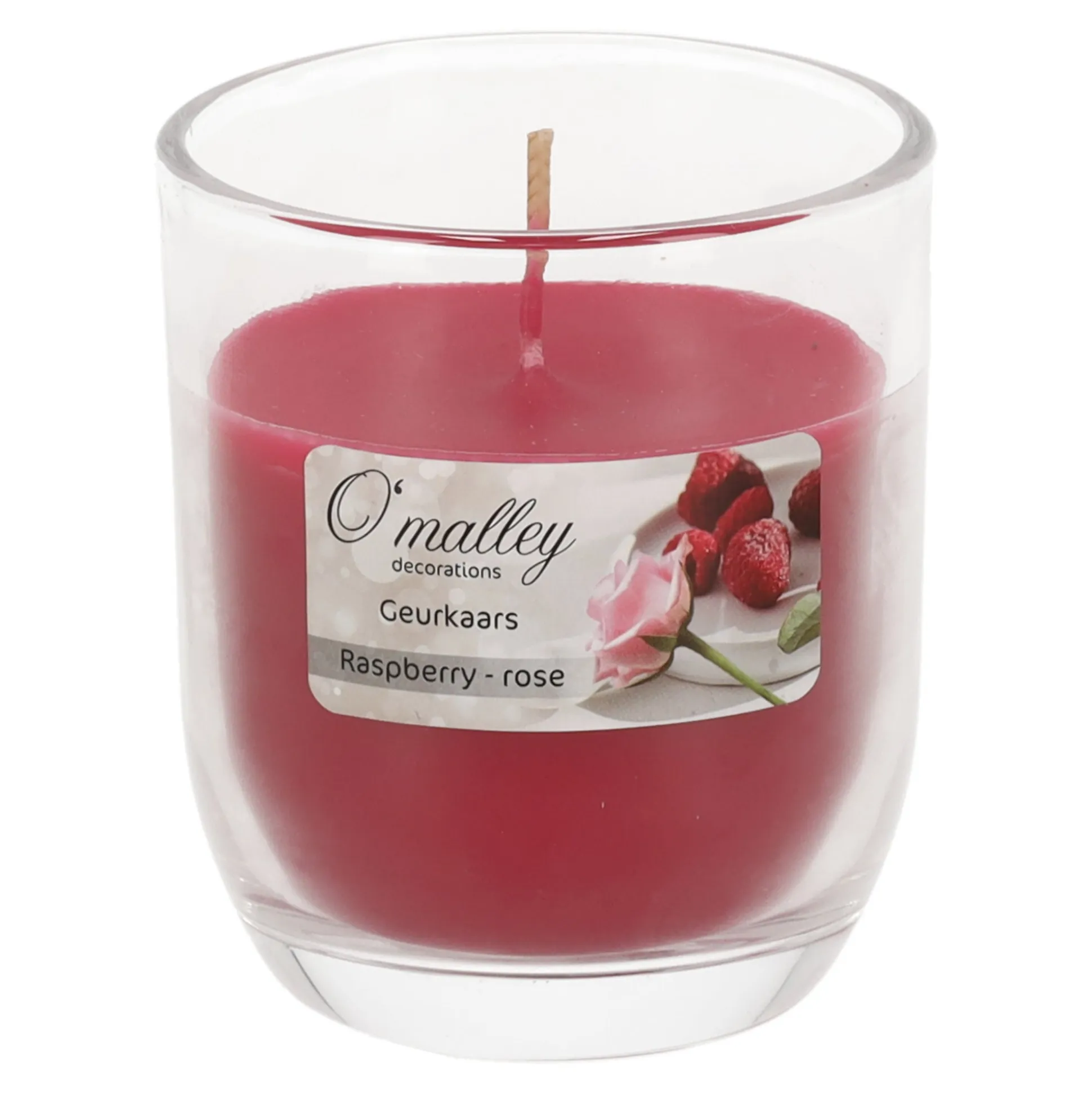Geurkaars in glas 7 x 8 cm - raspberry rose
