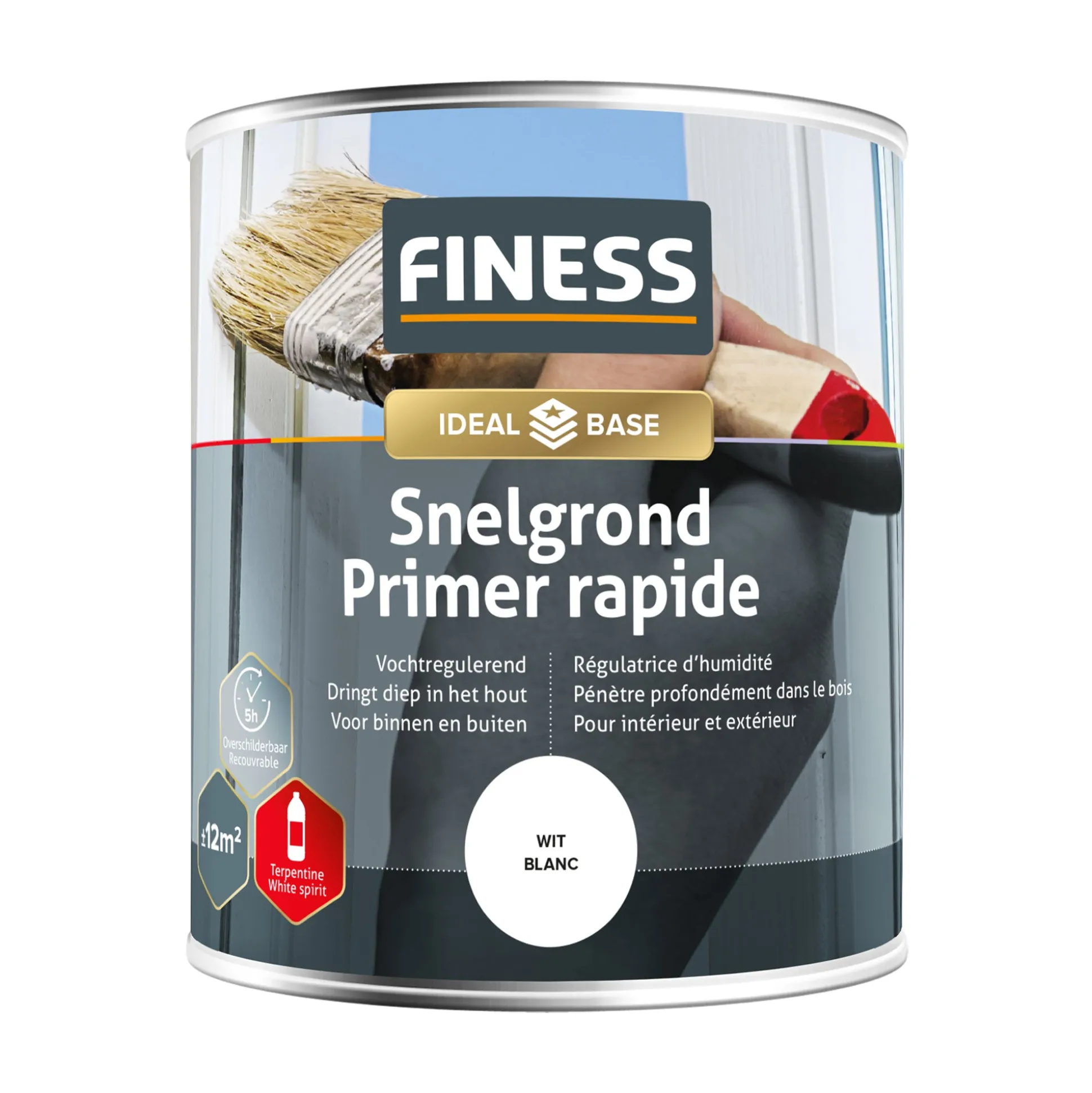 Grondverf sneldrogend wit 750ml Finess