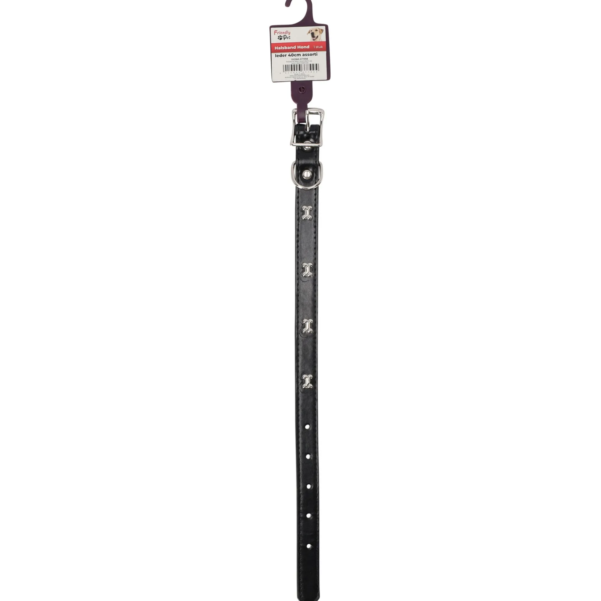 Halsband leder hond 40cm assorti