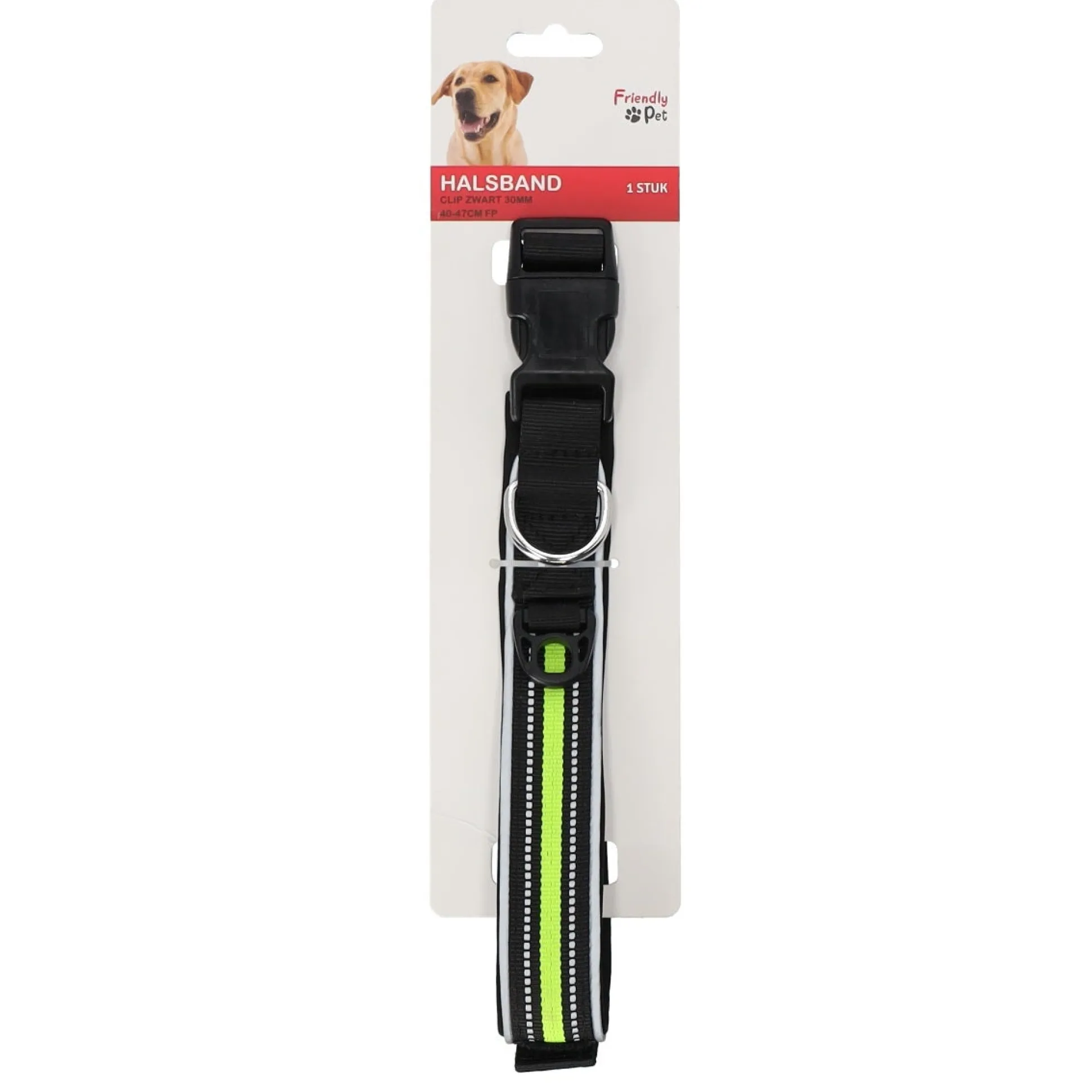 Halsband met clip zwart 30 mm x 40-47 cm FP