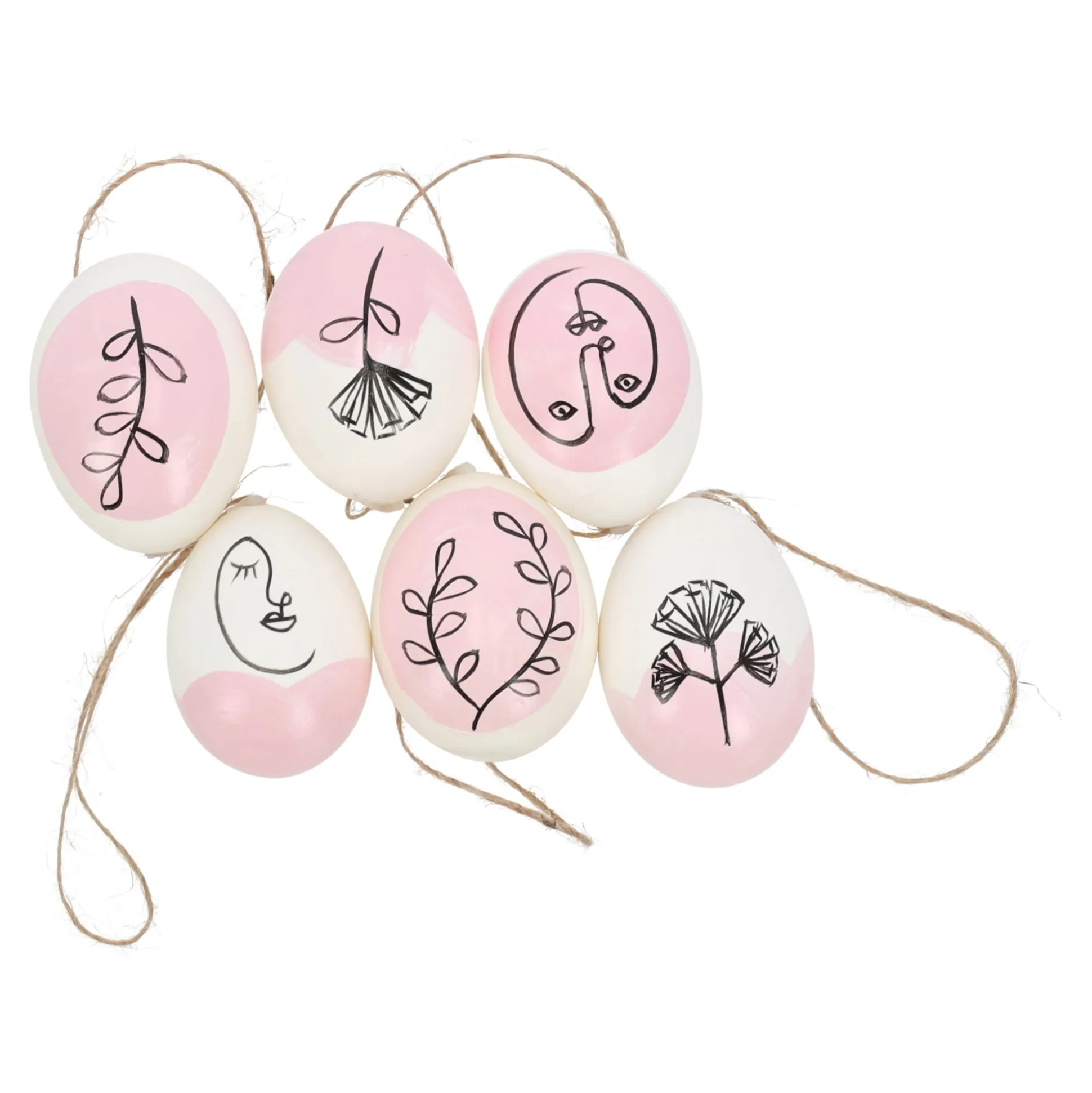 Hanger ei naturel roze 6st