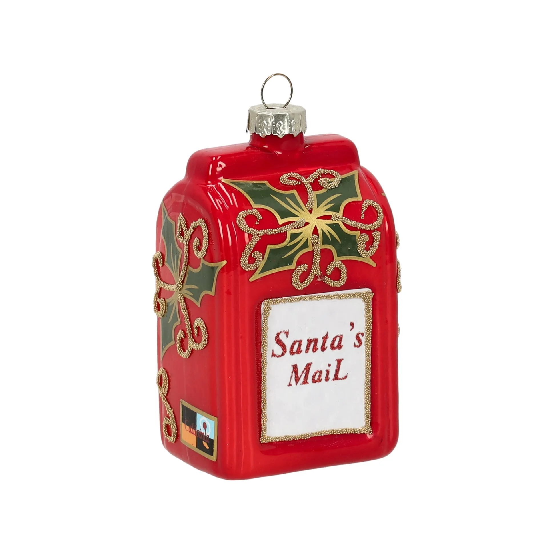 Hanger glas brievenbus santa rood