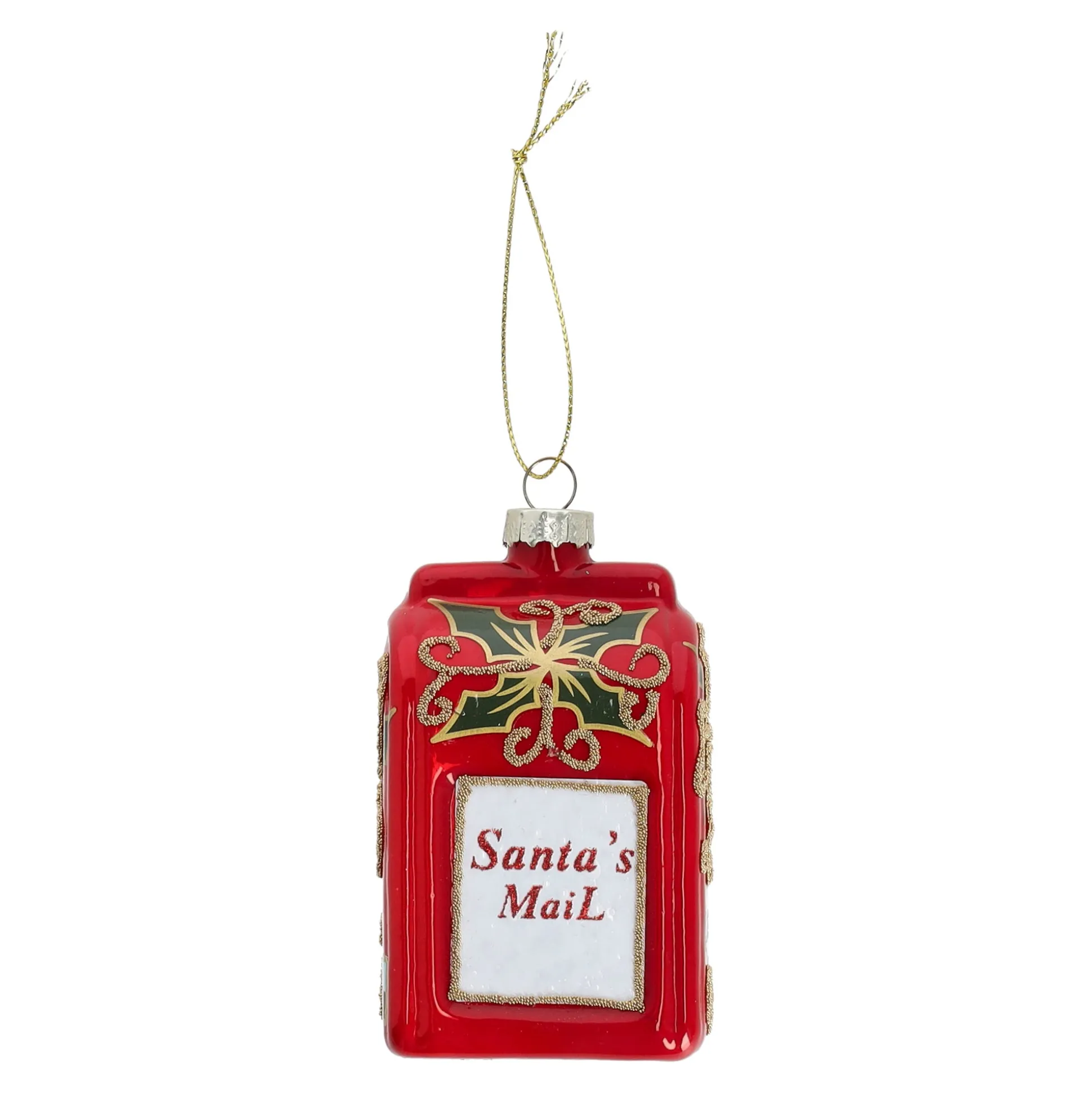 Hanger glas brievenbus santa rood