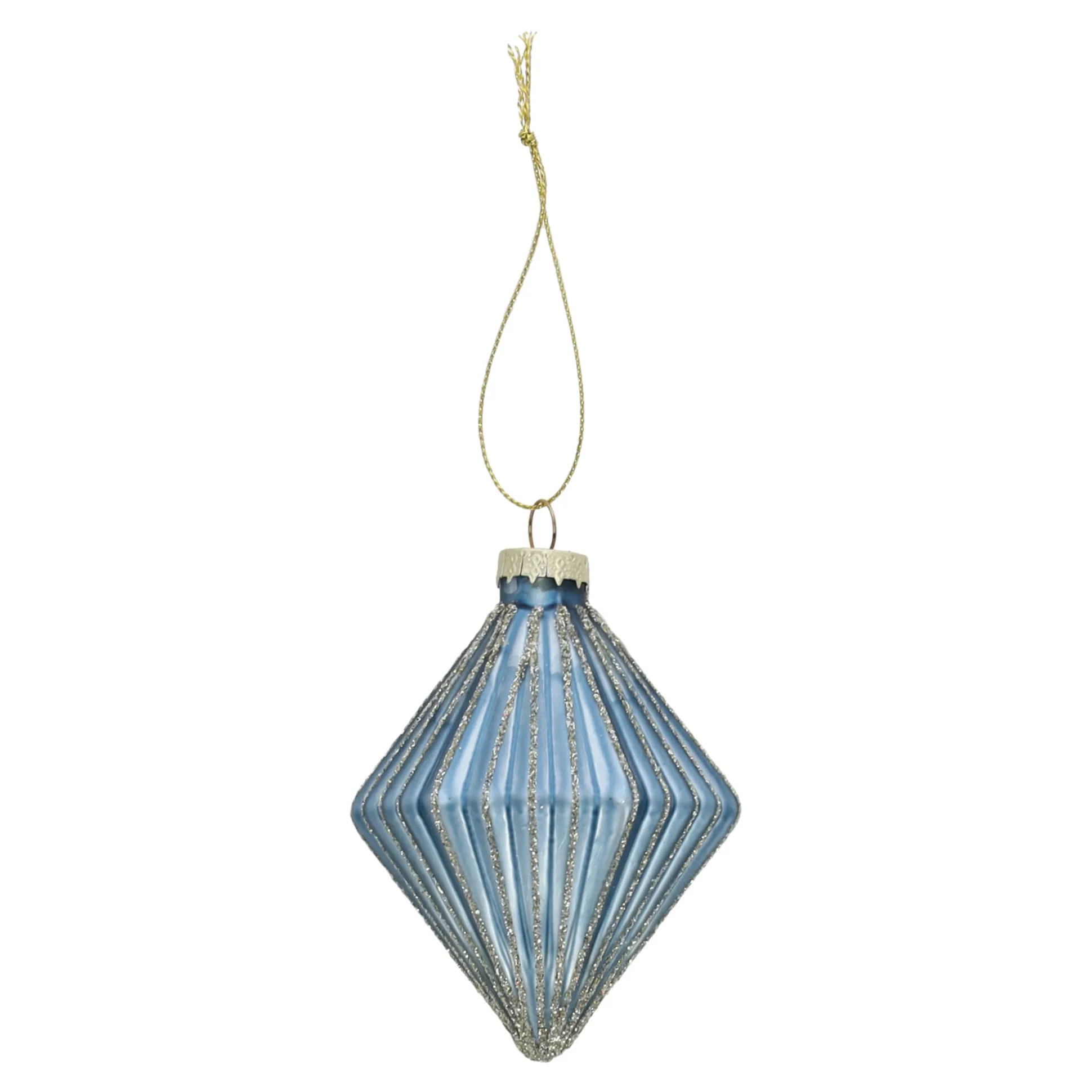 Hanger glas diamant 9 cm blauw