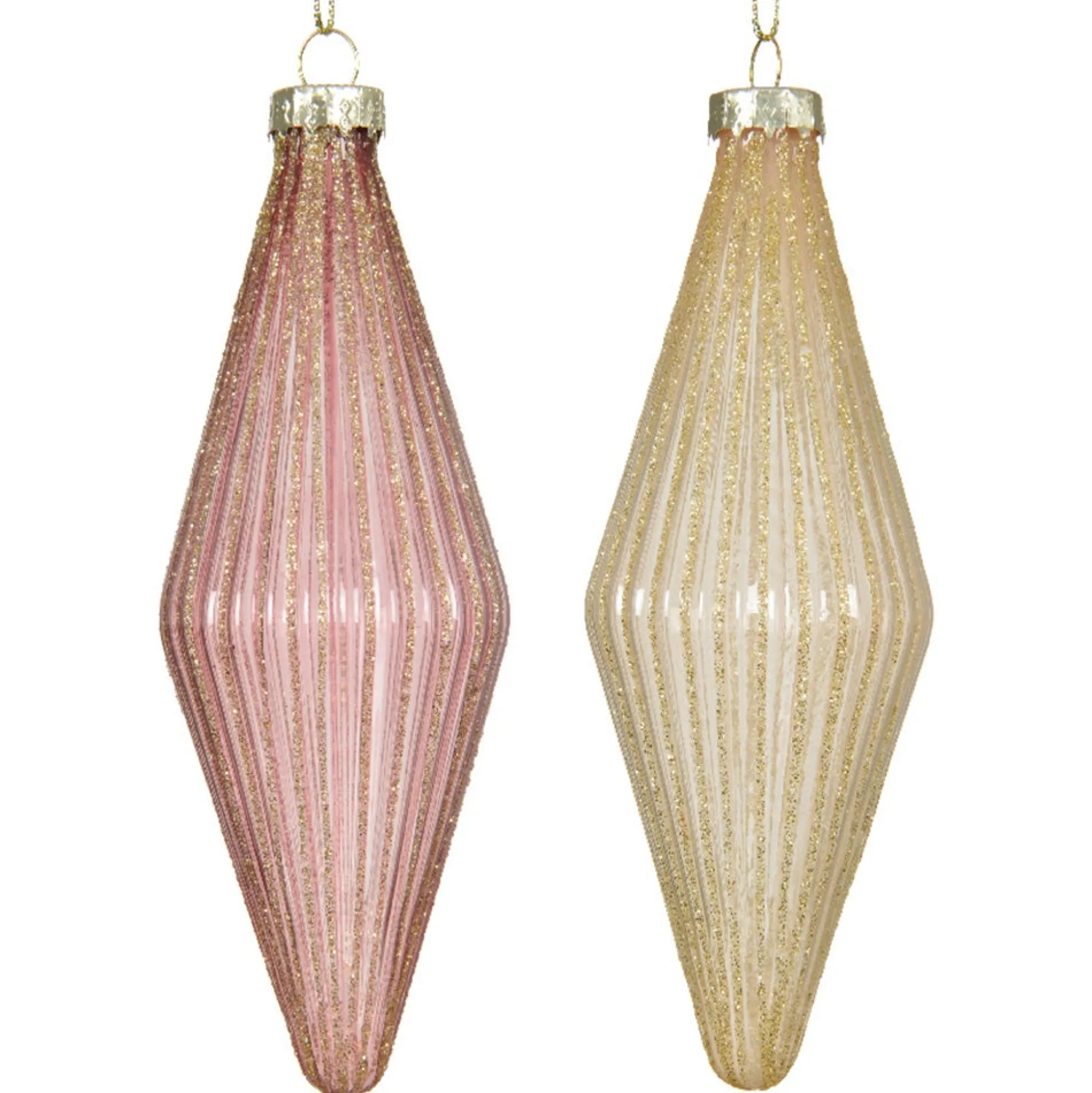 Hanger glas pegel roze creme 14 cm