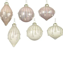Hanger glas pegel roze creme 8 cm