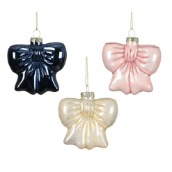Hanger glas strik blauw wit 8 cm