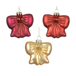 Hanger glas strik roze rood 8 cm