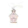 Hanger huis gingerbread roze 10 cm