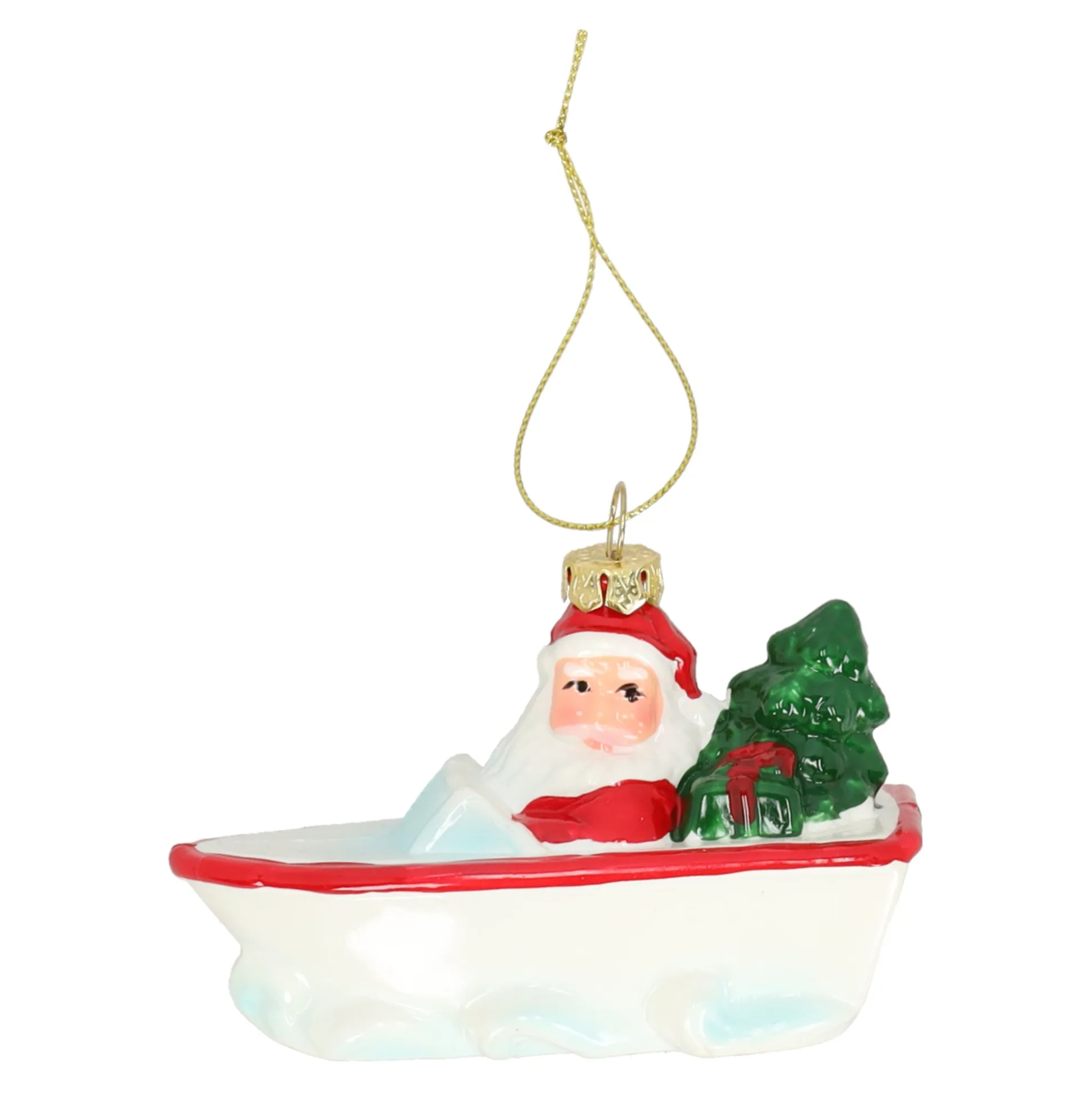Hanger kerstman in bad 10 x 6 cm