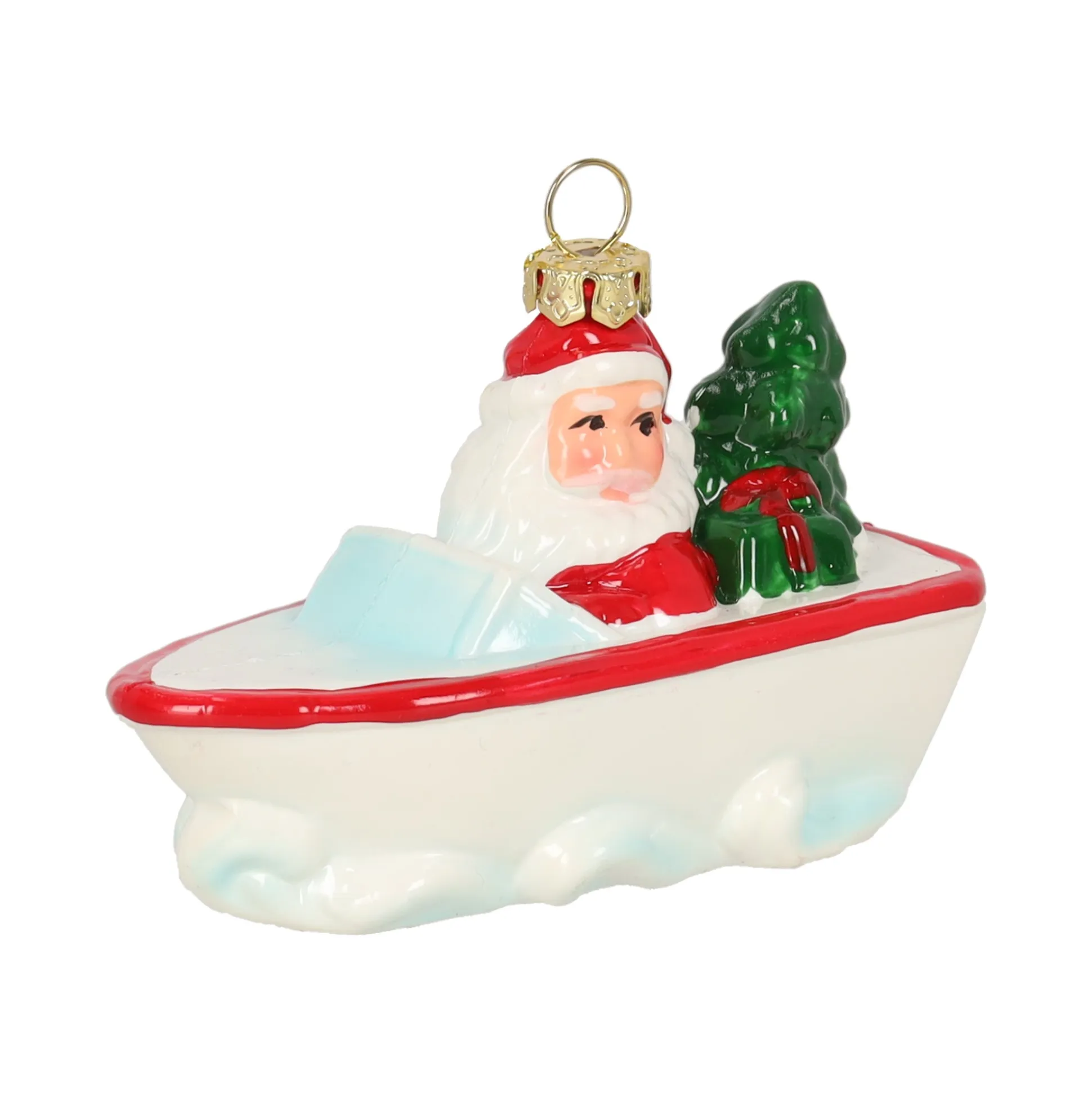 Hanger kerstman in bad 10 x 6 cm