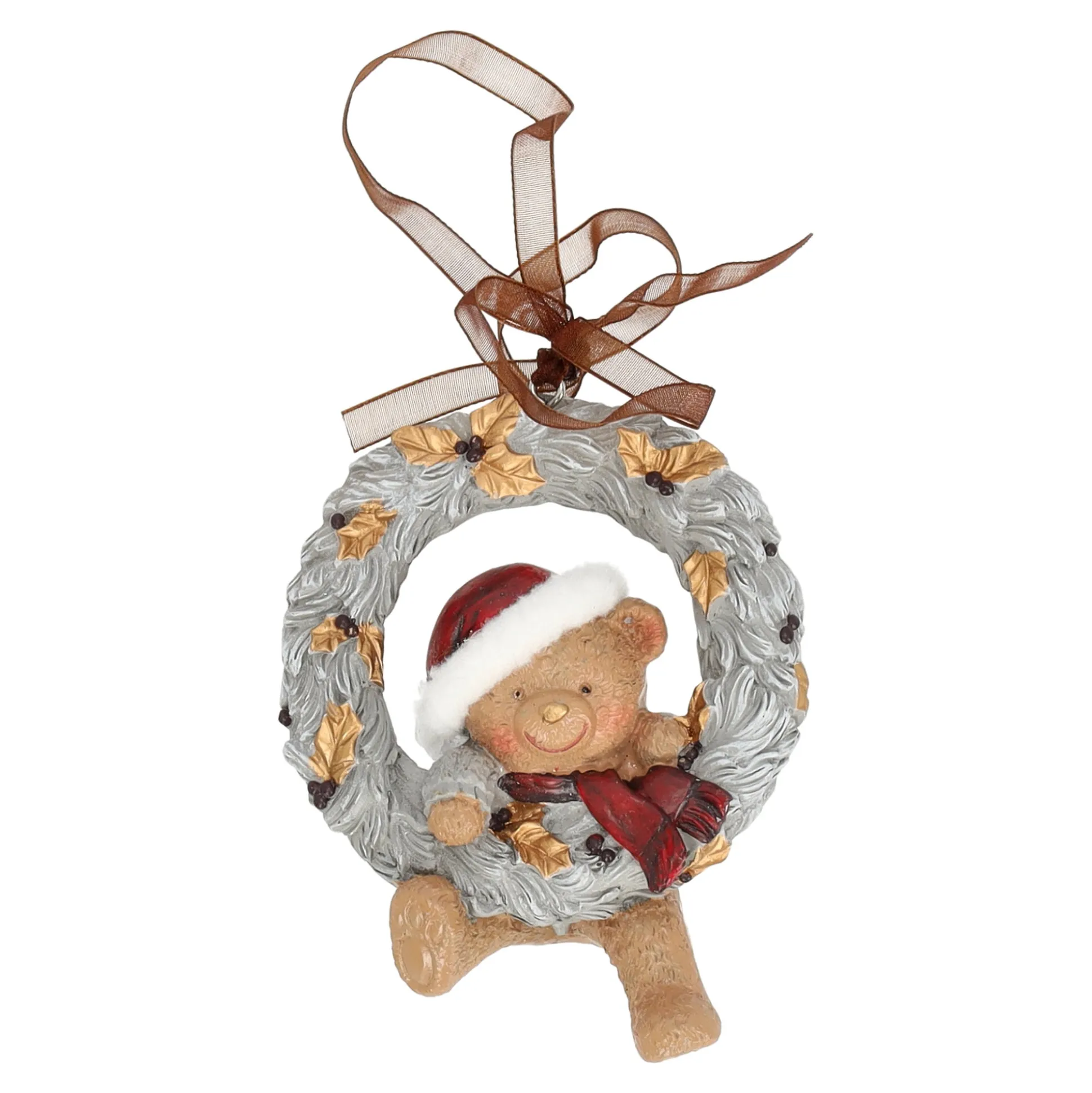 Hanger krans beer goud 10 cm
