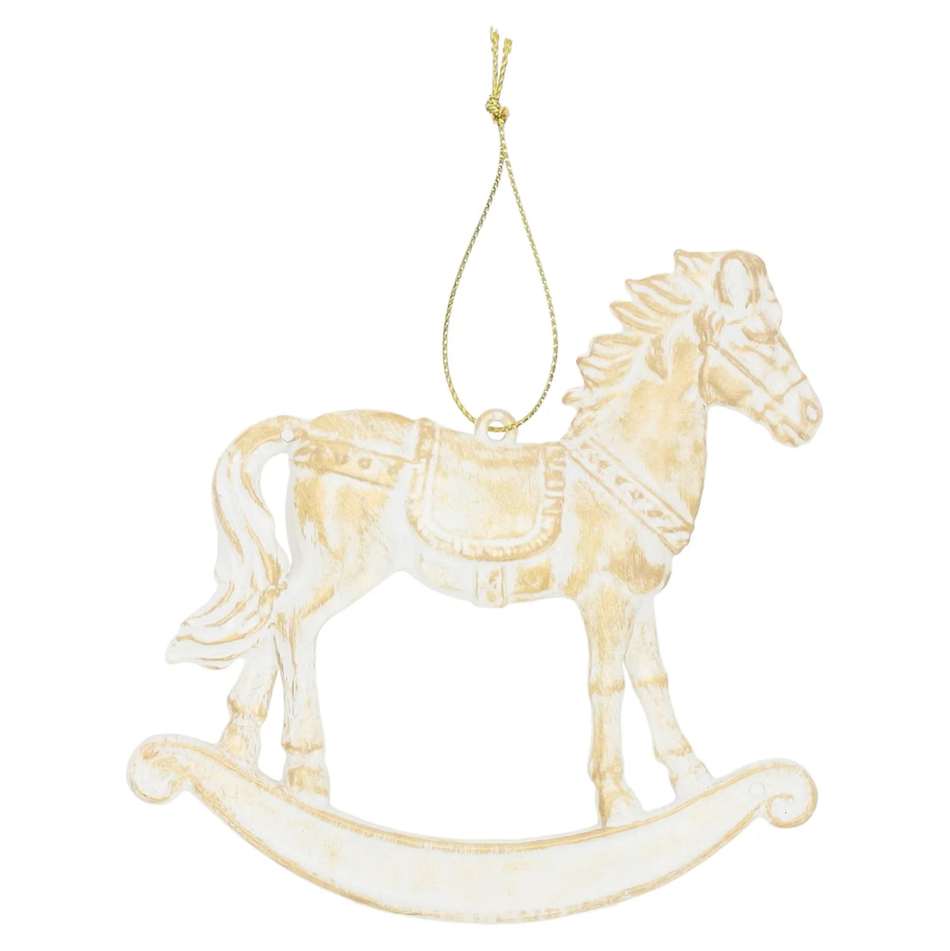 Hanger schommelpaard goud 11 x 10 cm