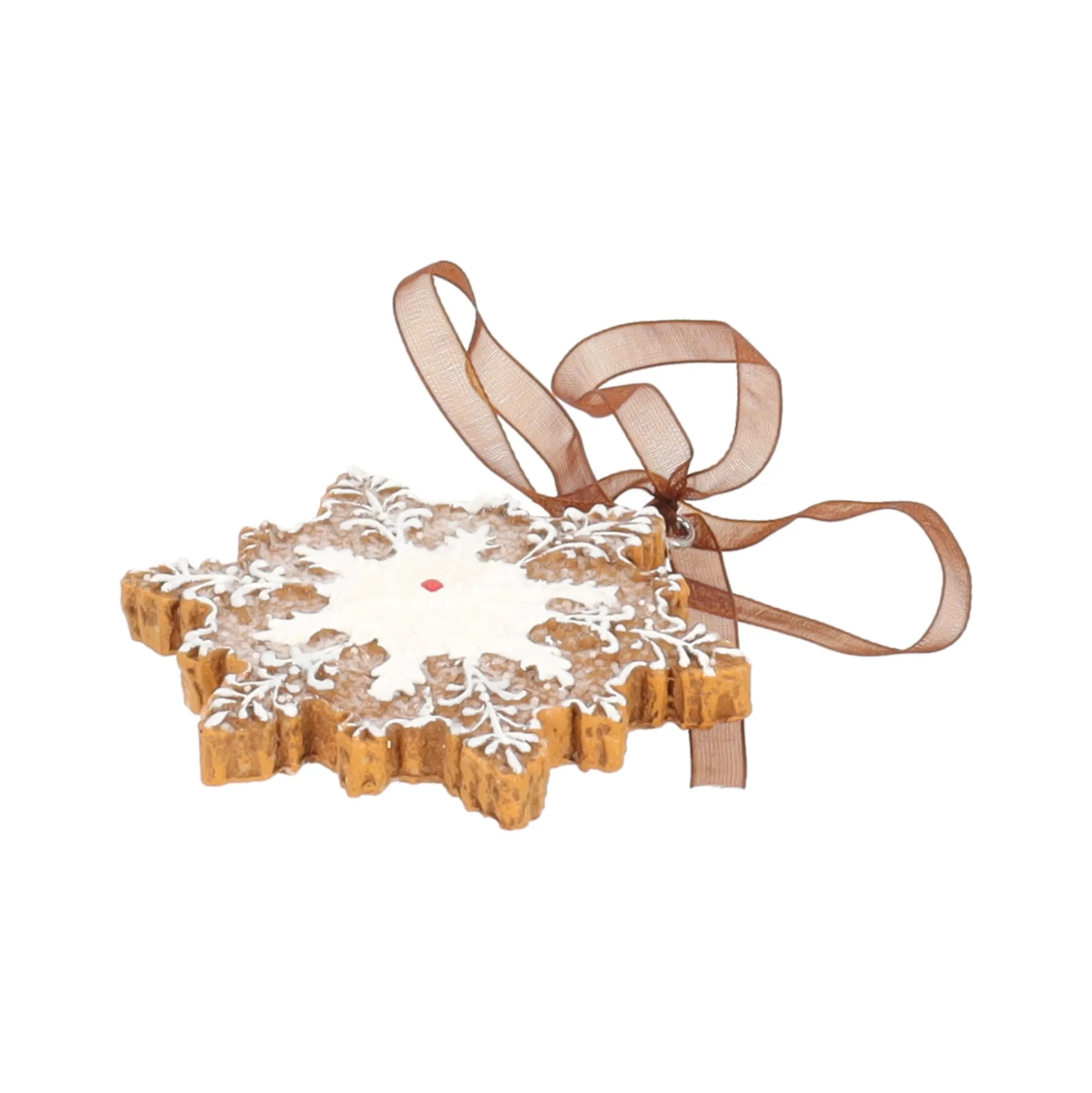 Hanger sneeuwvlok gingerbread wit 8 cm