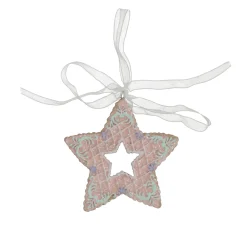 Hanger ster gingerbread roze 8 cm