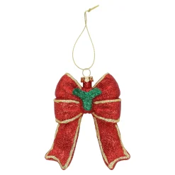 Hanger strik rood goud 9 x 10 cm