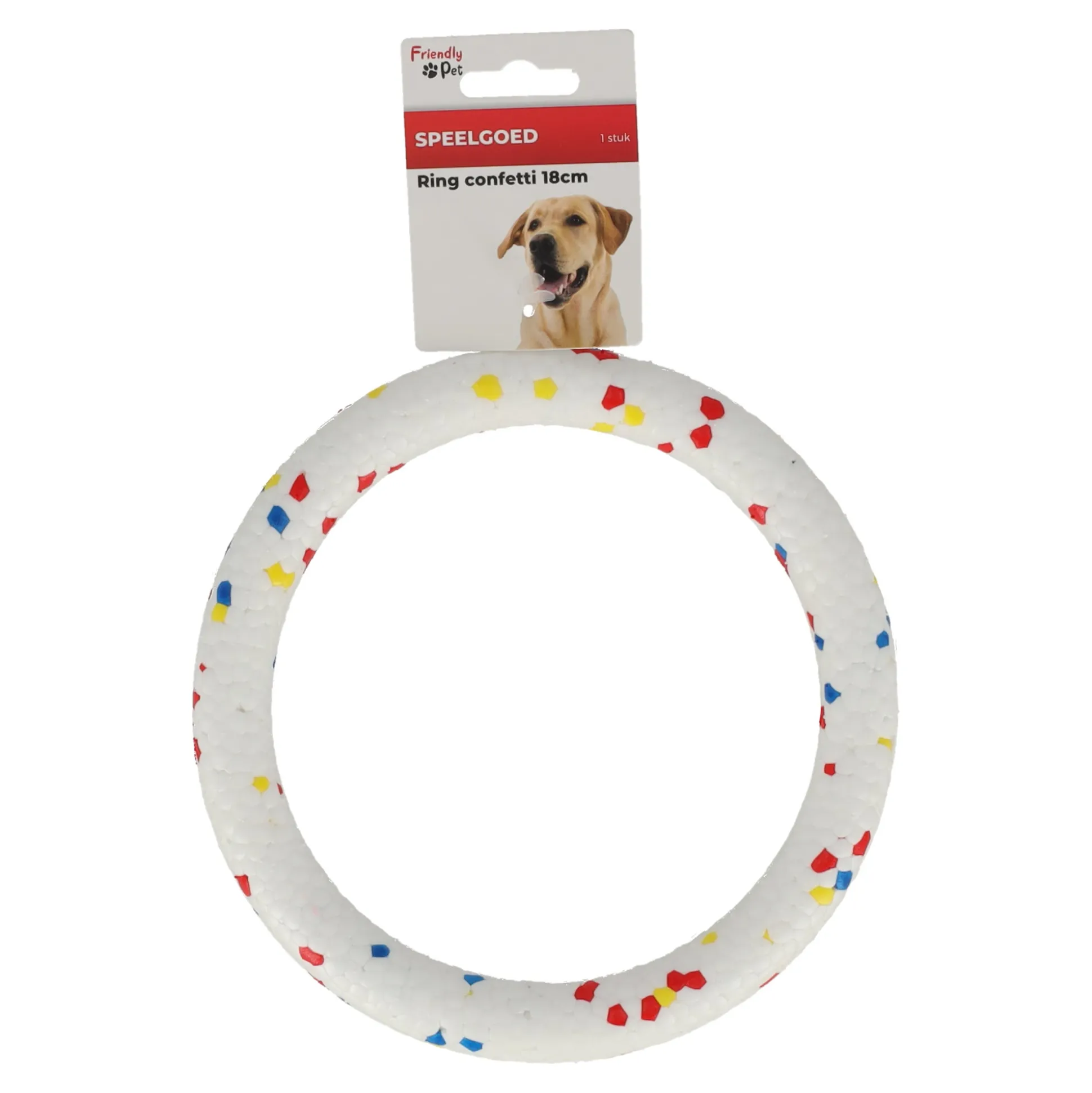 Hondenpeelgoed ring confetti 18cm