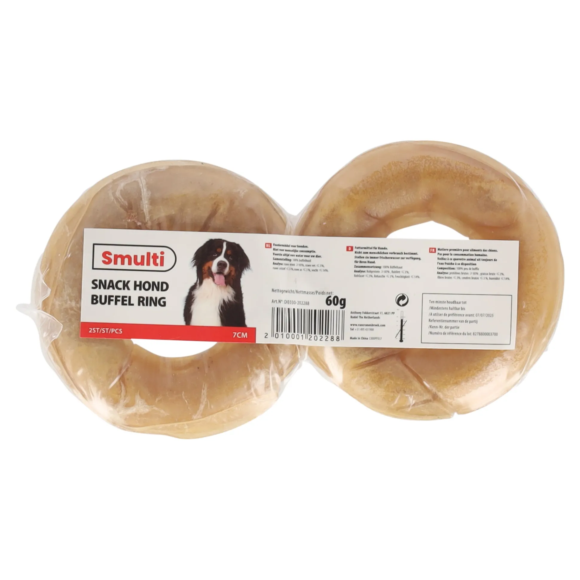 Hondensnack buffel ring 7cm 2st