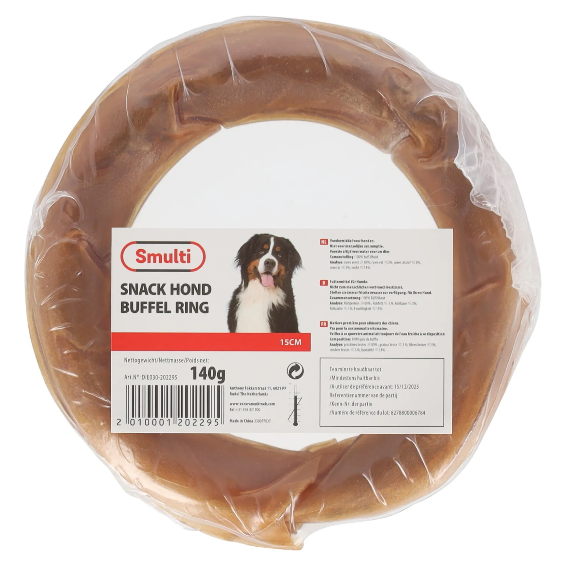 Hondensnack buffel ring 15cm