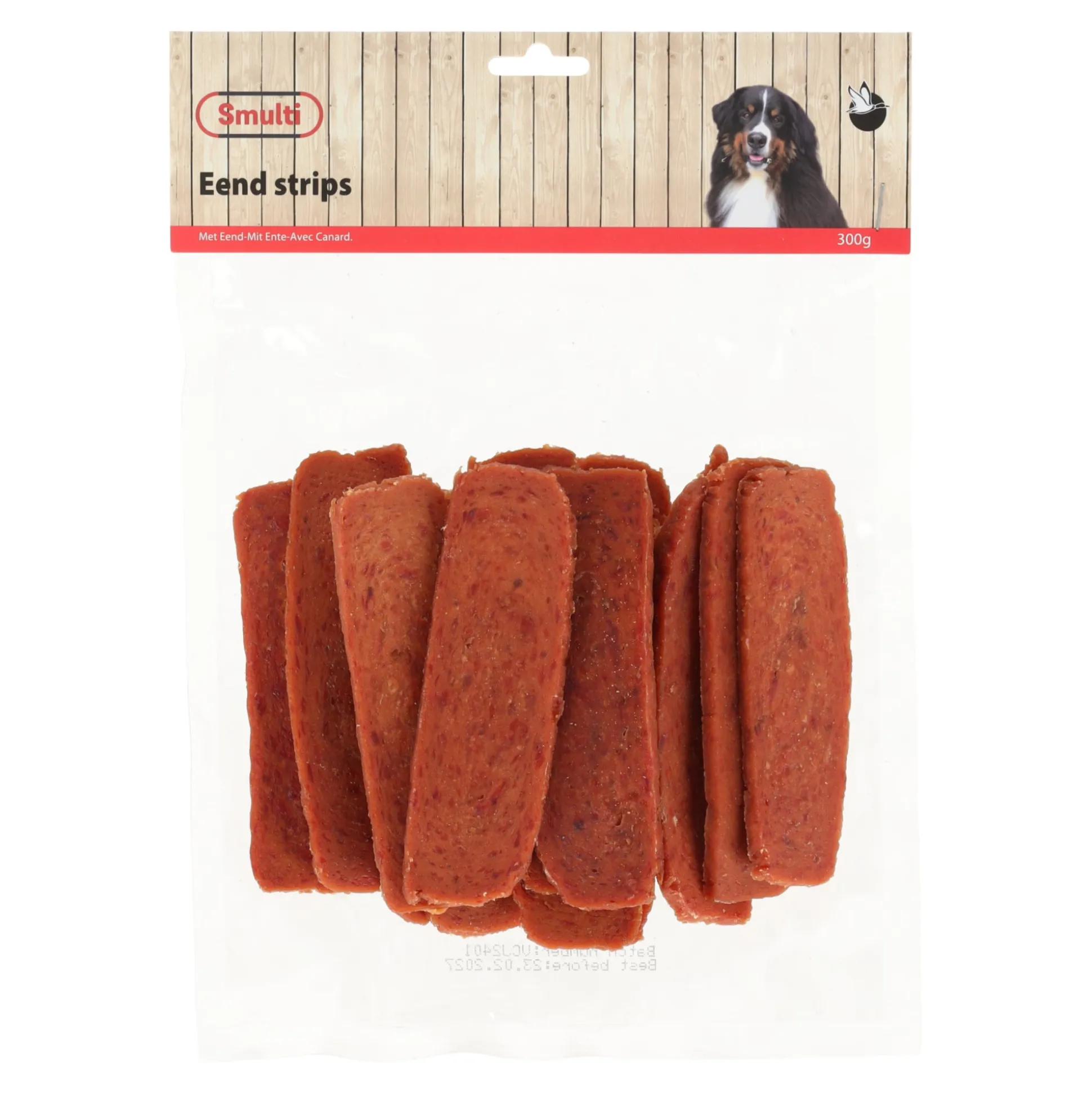 Hondensnack eend strips 300g