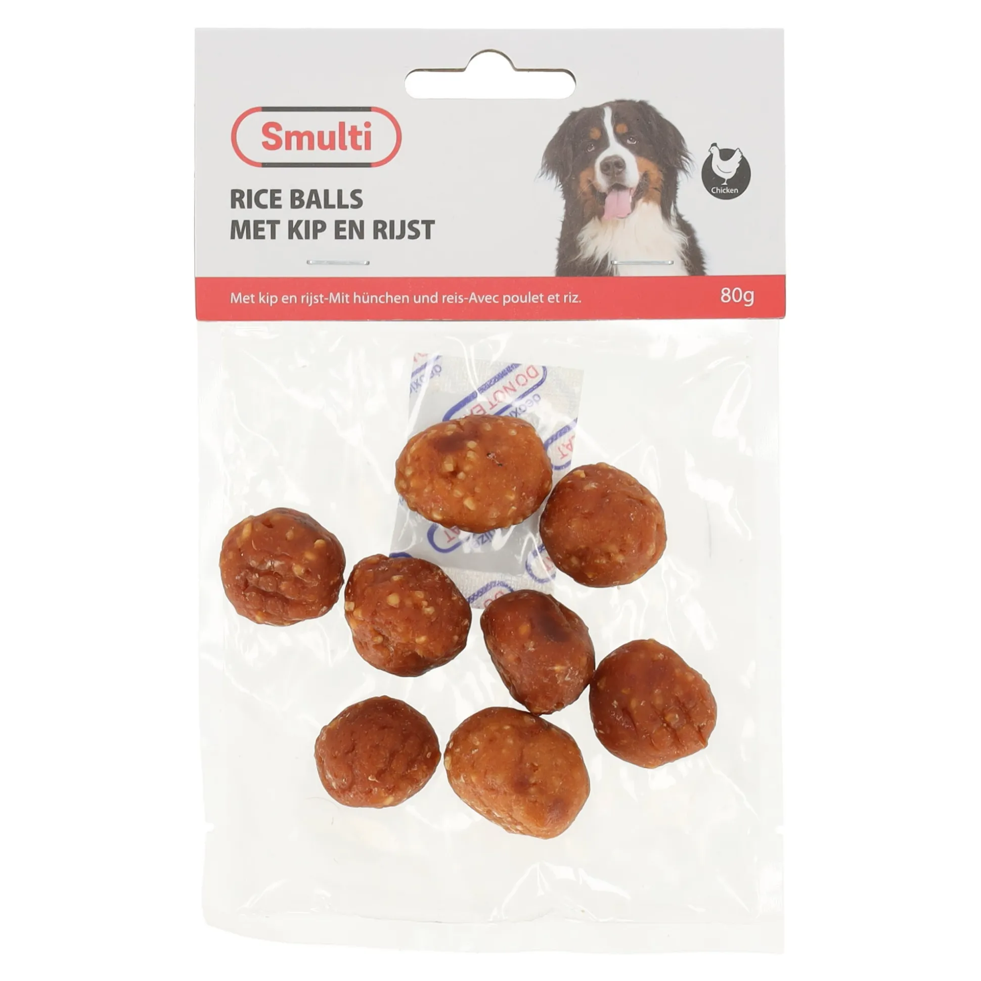 Hondensnack kip+rice balls 80G