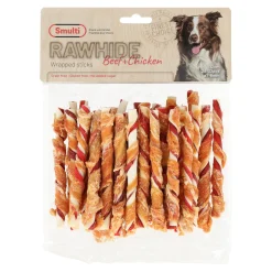 Hondensnack rawhide staaf + kip 7/8mm 12cm 350g Smulti