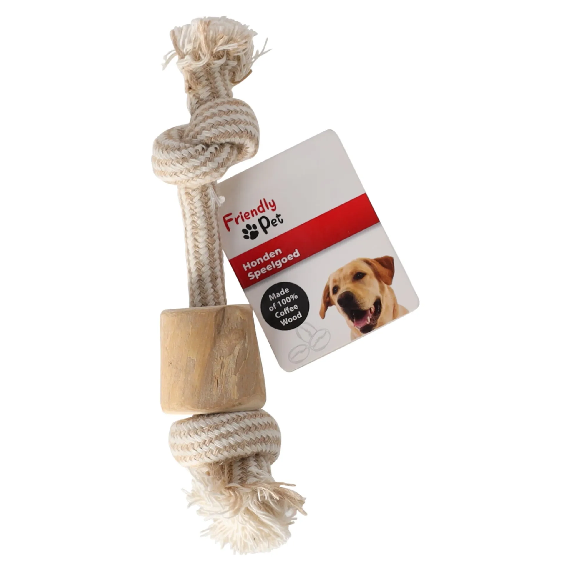 Hondenspeelgoed Java hout 1 blok+touw bruin S