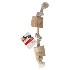 Hondenspeelgoed Java hout 2 blokken+touw bruin M