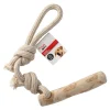 Hondenspeelgoed Java hout stok + trektouw bruin M