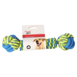 Hondenspeelgoed knoopbeen blauw/geel 28cm